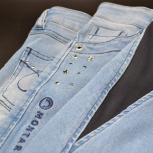 Montar Kinderrijbroek Denim Knee Grip - Navy